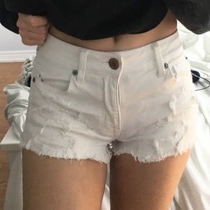 White jean shorts